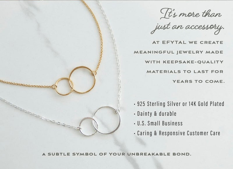 EFYTAL Friendship Necklace, Two Circle Sterling Silver Friendship Necklaces, Gifts for Friends Female, Best Friend Necklaces, Bff Gifts for Women, Best Friend Jewelry - Image 2